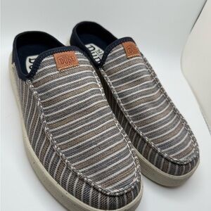 Hey Dude Men's‎ Casual Striped Loafers - Brown and Gray- NEW